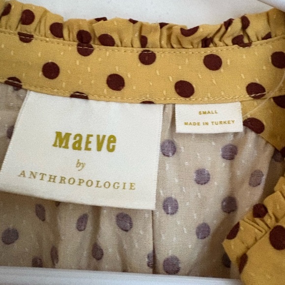Anthropologie Maeve Colette Yellow Polka Dot Silk Blouse size S - Picture 2 of 7